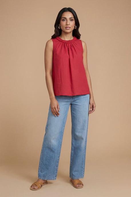 Relaxed Embroidered Bubble Hem Top - Image 1