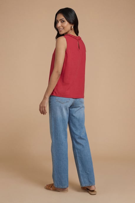 Relaxed Embroidered Bubble Hem Top - Image 3