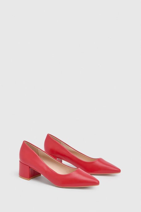 Good For The Sole: Rebecca Faux Leather Block Heel Court Shoes - Image 2