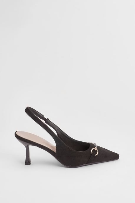 Amelia Faux Suede Snaffle Detail Kitten Heel Slingback Court Shoes - Image 1