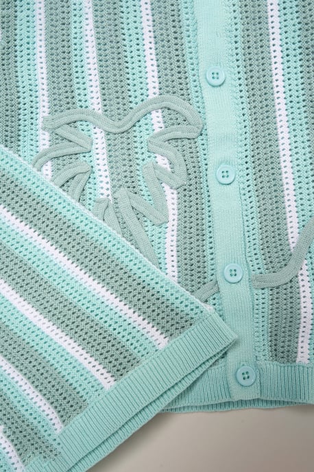 Beach Embroidered True Knit Stripe Shirt and Shorts - Image 5