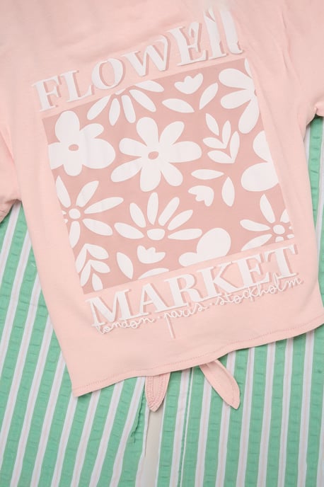 Flower Market Tie-Front Tee & Seersucker Stripe Trouser Set - Image 2
