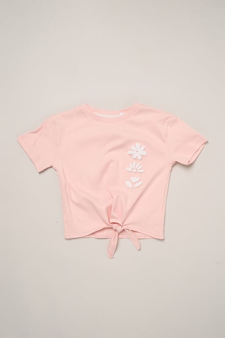 Flower Market Tie-Front Tee & Seersucker Stripe Trouser Set - Image 3