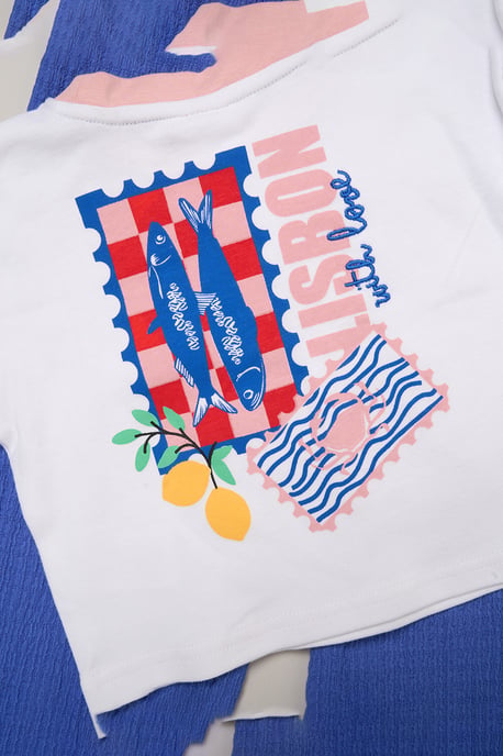 Lisbon Printed Ringer Tee and Wide-Leg Set - Image 2