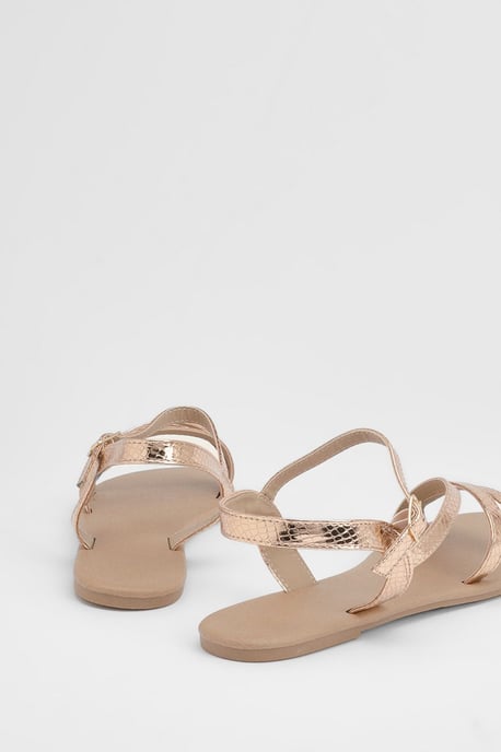 Forestor Faux Leather Snake Print Multi Strap Flat Sandals - Image 4
