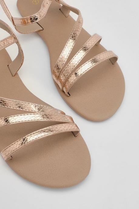 Forestor Faux Leather Snake Print Multi Strap Flat Sandals - Image 5