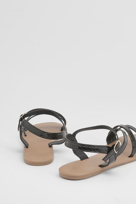 Forestor Faux Leather Snake Print Multi Strap Flat Sandals - Image 4