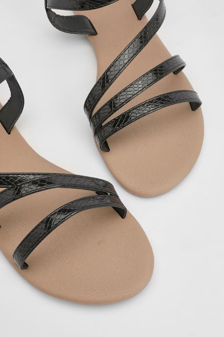 Forestor Faux Leather Snake Print Multi Strap Flat Sandals - Image 5