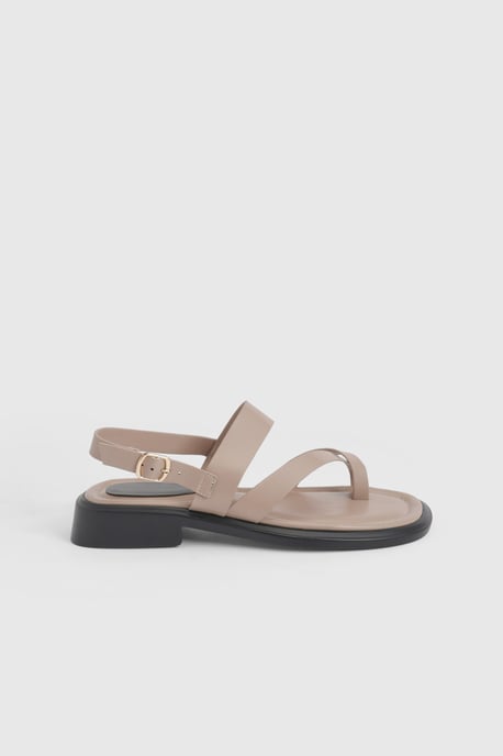 Faith: Isabelle Faux Leather Toe Loop Chunky Flat Sandals - Image 1