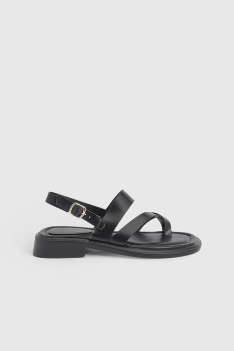 Faith: Isabelle Faux Leather Toe Loop Chunky Flat Sandals - Image 1