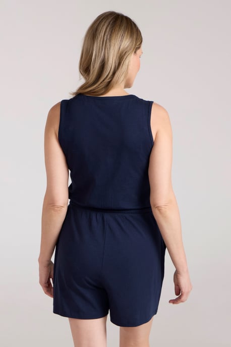 'Bahamas' Women's Playsuit with Adjustable Waistband Comfy Everyday Jumpsuit Navy - Image 3