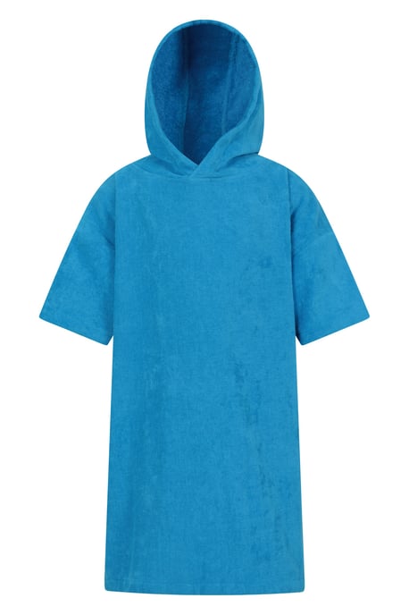 'Driftwood' Kids Changing Towel Lightweight Soft Quick Dry Hooded Robe Poncho Blue - Image 2