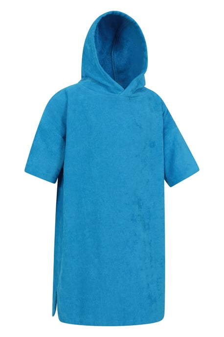 'Driftwood' Kids Changing Towel Lightweight Soft Quick Dry Hooded Robe Poncho Blue - Image 3