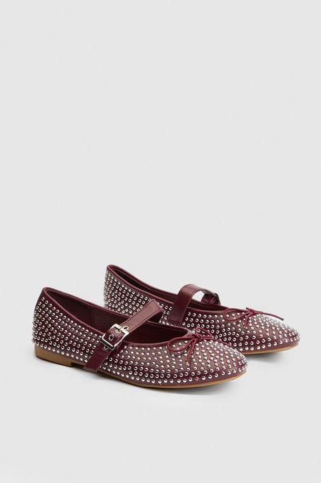 Faith: Livvy Faux Leather Studded Mary Jane Ballerinas - Image 1