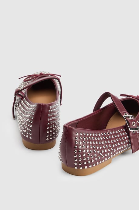 Faith: Livvy Faux Leather Studded Mary Jane Ballerinas - Image 3