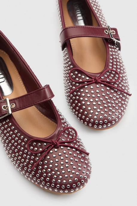 Faith: Livvy Faux Leather Studded Mary Jane Ballerinas - Image 4