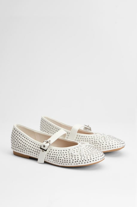 Faith: Livvy Faux Leather Studded Mary Jane Ballerinas - Image 2