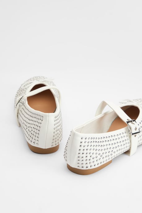 Faith: Livvy Faux Leather Studded Mary Jane Ballerinas - Image 3