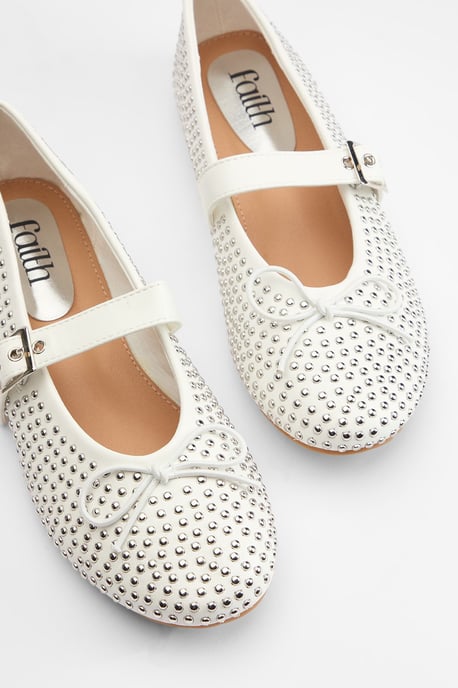 Faith: Livvy Faux Leather Studded Mary Jane Ballerinas - Image 4
