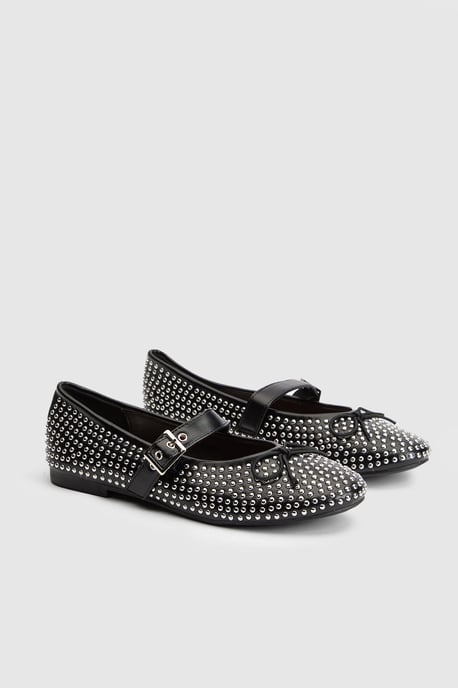 Faith: Livvy Faux Leather Studded Mary Jane Ballerinas - Image 1
