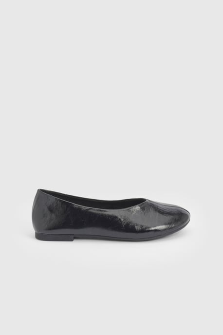 Faith: Bonnie Faux Patent Leather Seam Detail Ballet Pumps - Image 1
