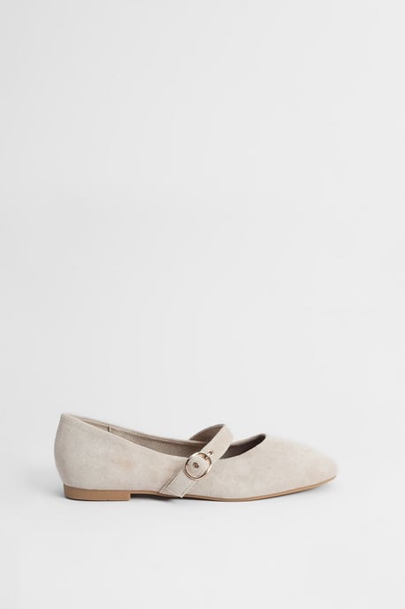 Matilda Faux Suede Mary-Jane Soft Ballet Pumps - Image 1