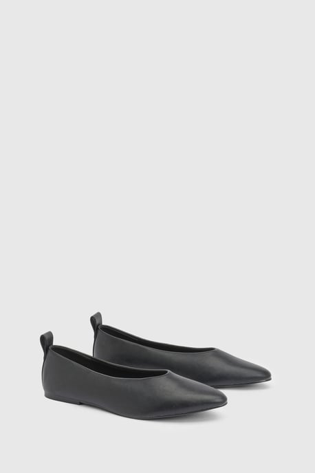Oriana Faux Leather Pointed Ballet Pumps - Image 3