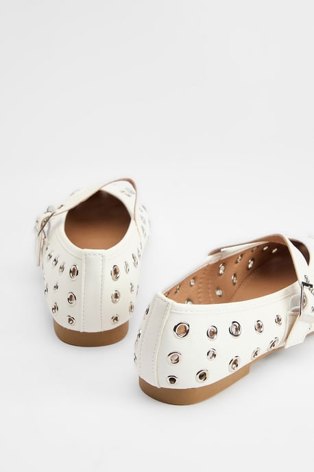 Faith: Sammie Faux Leather Eyelet Mary Jane Ballerinas - Image 3