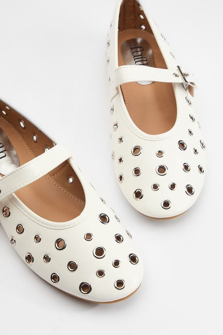 Faith: Sammie Faux Leather Eyelet Mary Jane Ballerinas - Image 4