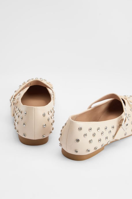 Faith: Gracie Faux Leather Diamante Studded Mary Jane Ballerinas - Image 3