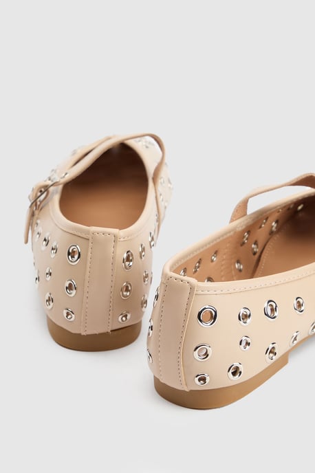 Faith: Sammie Faux Leather Eyelet Mary Jane Ballerinas - Image 3