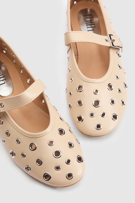 Faith: Sammie Faux Leather Eyelet Mary Jane Ballerinas - Image 4