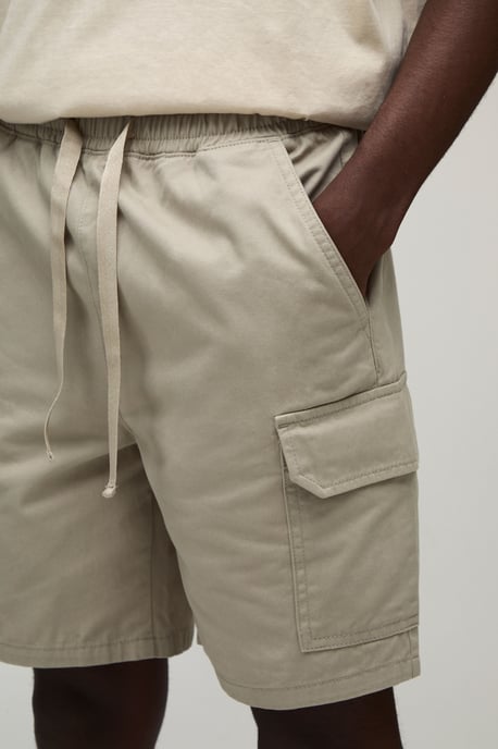 Slim Fit Elasticated Mid Length Twill Cargo Shorts - Image 3