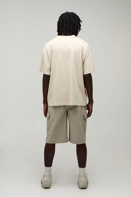 Baggy Fit Elasticated Twill Cargo Shorts - Image 2