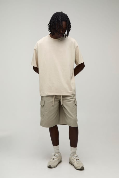 Baggy Fit Elasticated Twill Cargo Shorts - Image 4