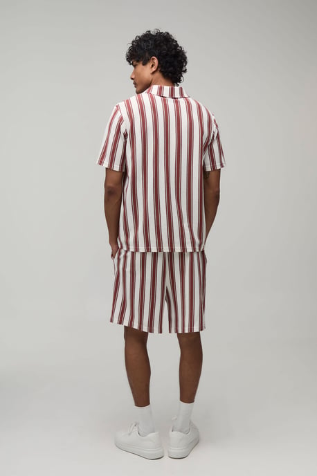 Regular Fit Stripe Revere Polo & Shorts Set - Image 2