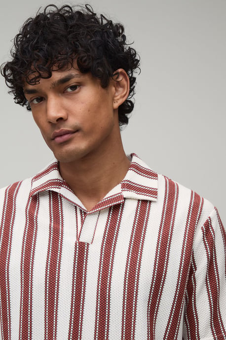 Regular Fit Stripe Revere Polo & Shorts Set - Image 3