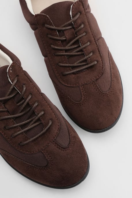Tracey Faux Suede Flat Lace Up Trainers - Image 3