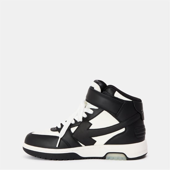 Women's Off White Out Of Office Hi Top Sneakers in White/Black - Image 2