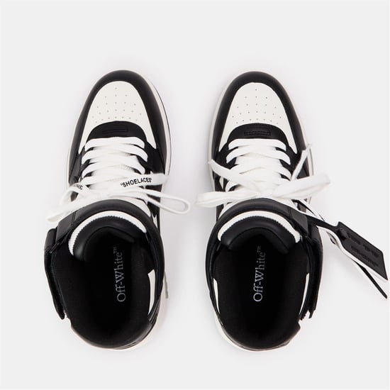 Women's Off White Out Of Office Hi Top Sneakers in White/Black - Image 4