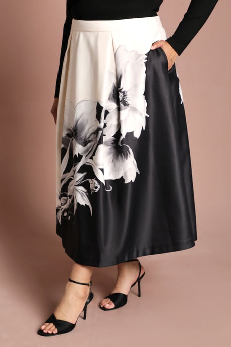 Plus Satin Midi Skirt With Placement Print - Image 4