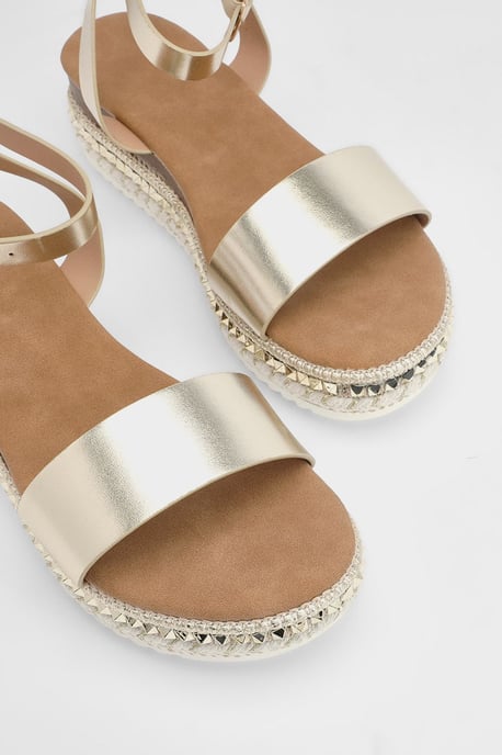 Good For The Sole: Hester Faux Leather Embellished Flatform Wedge Sandals - Image 5