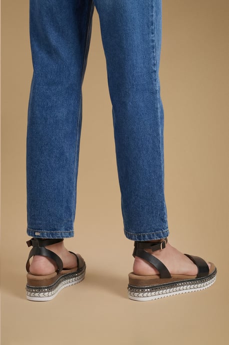 Good For The Sole: Hester Faux Leather Embellished Flatform Wedge Sandals - Image 2