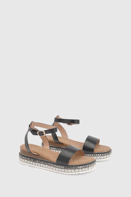 Good For The Sole: Hester Faux Leather Embellished Flatform Wedge Sandals - Image 3