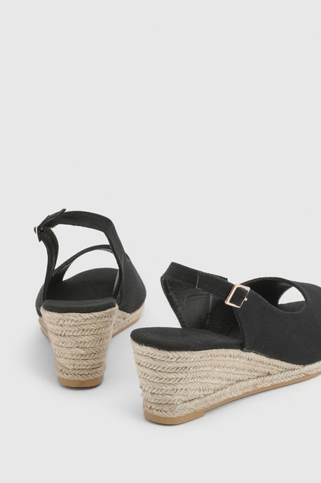 Good For The Sole: Wide Fit Reese Canvas Espadrille Wedge Sandals - Image 3