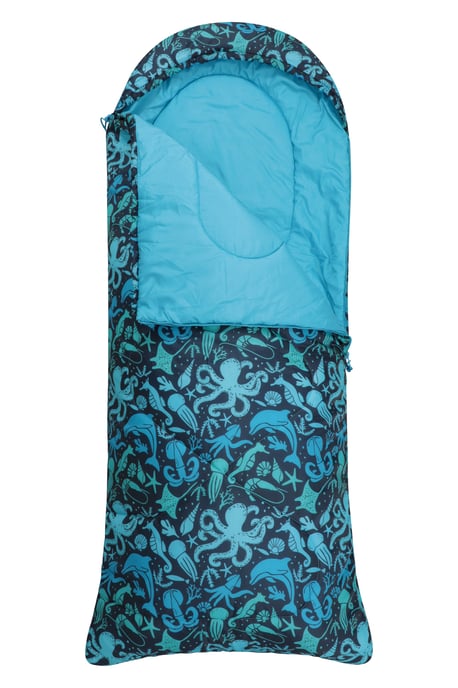 'Apex' Square Patterned Sleeping Bag Mini Camping Summer Holiday Travel Blue - Image 2