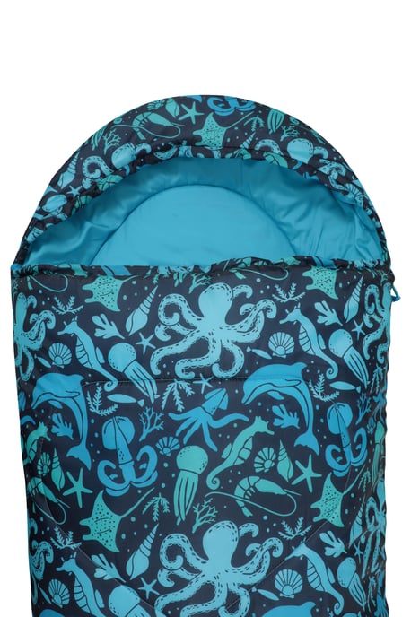 'Apex' Square Patterned Sleeping Bag Mini Camping Summer Holiday Travel Blue - Image 3