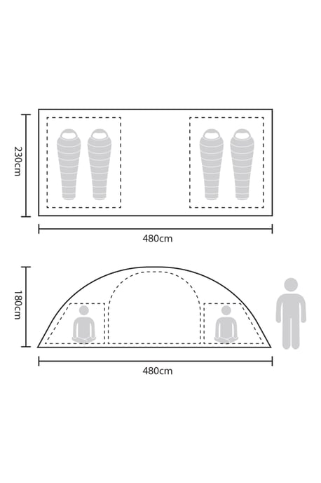 Holiday 4 Person Tent with Adjustable Peg Points Waterproof Camping Accessory Medium Blue - Image 4
