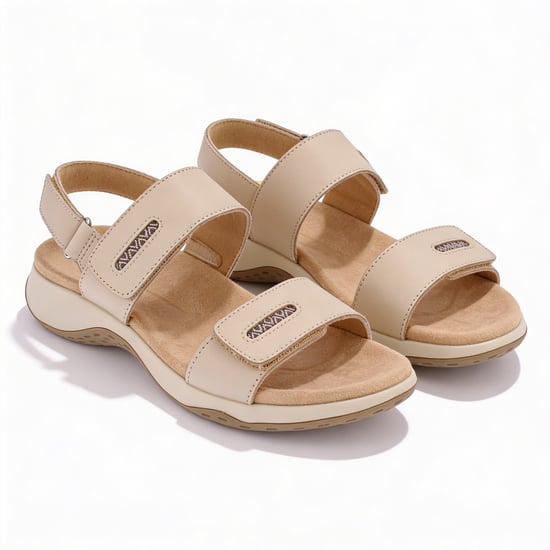 Free Spirit Grenada Womens Cross Strap Sandals Parchment - Image 3