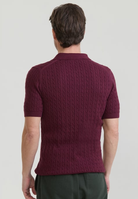 Polo Shirt Short Sleeve Cable Knit Polo Shirt Short Sleeve - Image 3